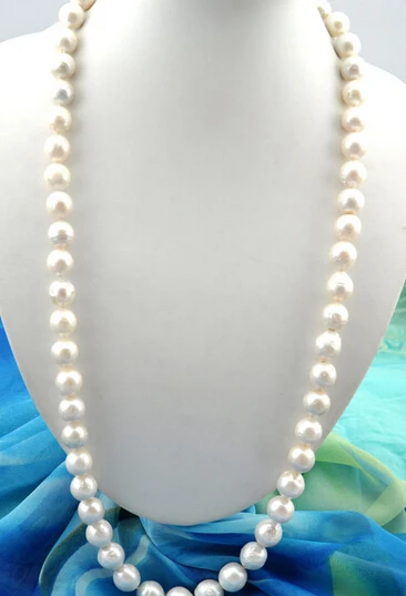 

free shipping 004902 Rare 34"round white Edison reborn pearl necklace