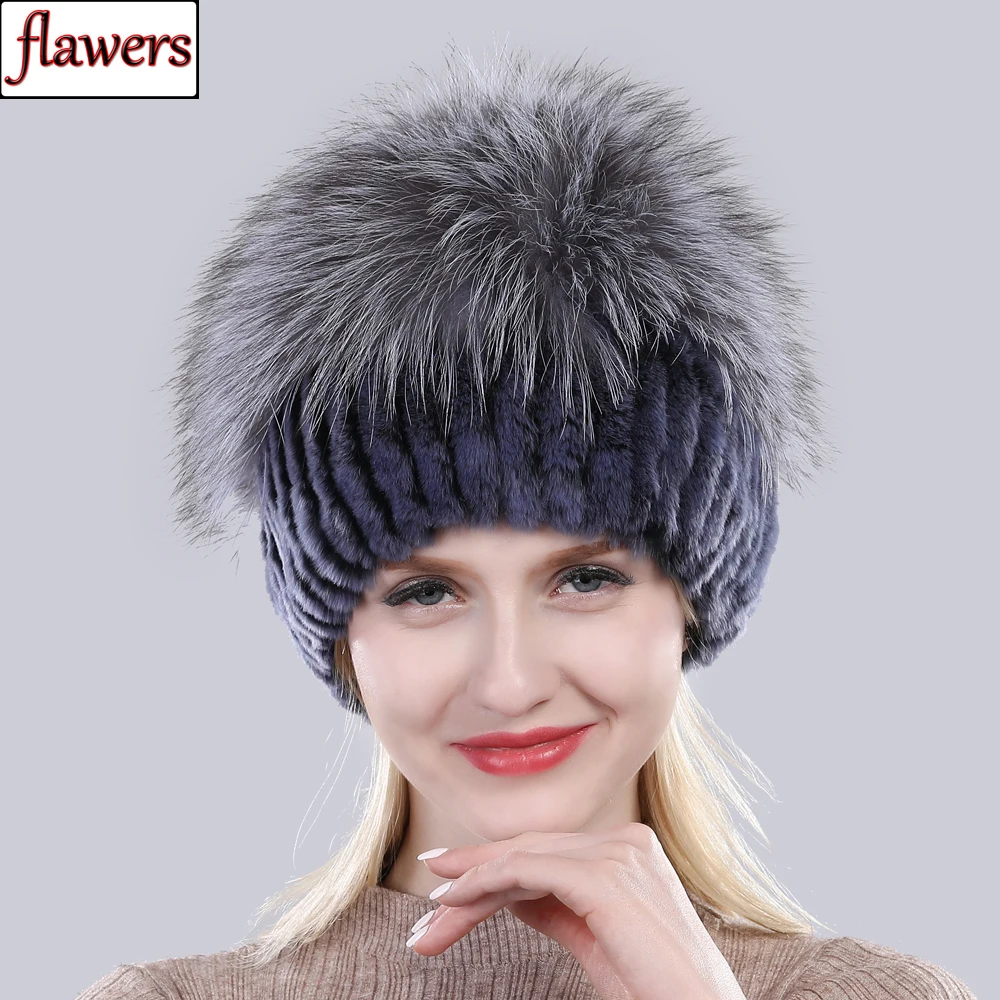 Шапка женская с мехом чернобурки|Женские Skullies и шапочки| |
