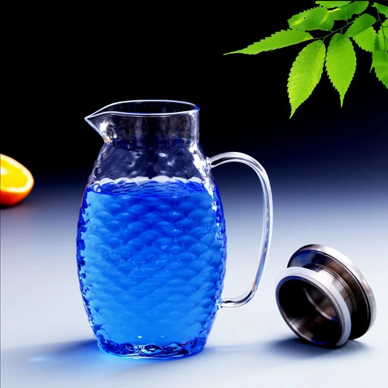 1.5L/2L форма рыбьей чешуи стеклянный набор водяного кувшина Cha чайный горшок кувшин
