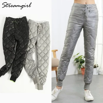

Streamgirl Winter Duck Down Pants Women Trousers High Waisted Warm High Waist Women Pants Winter Plus Size Trousers Female
