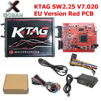 

EU Red ECM Titanium KTAG V2.25 V7.020 4 LED Online Master Version ECU OBD2 Manager car/truck Programmer best quality
