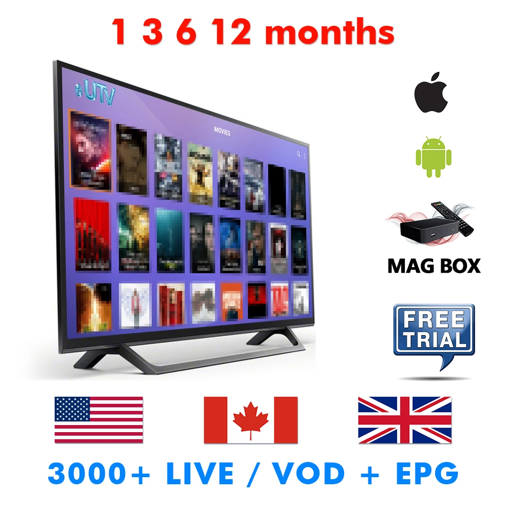 IPTV США Канада Великобритания Live VOD cinema Sports Iptv подписка с различными пакетами |