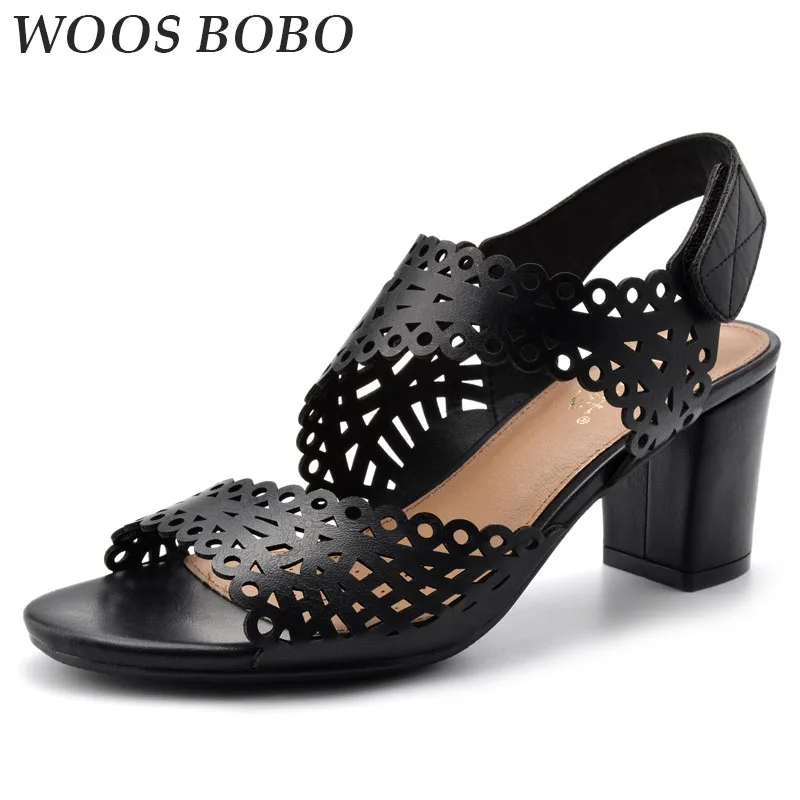 

BOBO Fashion Open Toed High Heels Sandals Hollow Out Large Size Sexy European and American style Female High-heeled 6-8cm 2019