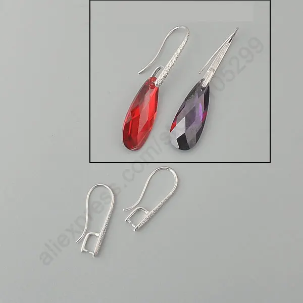 

Free Shipping 100PCS Lot 925 Sterling Silver Jewelry Findings Pinch Bail Hook Frosted Earring Ear Wires For Crystal Stones Beads