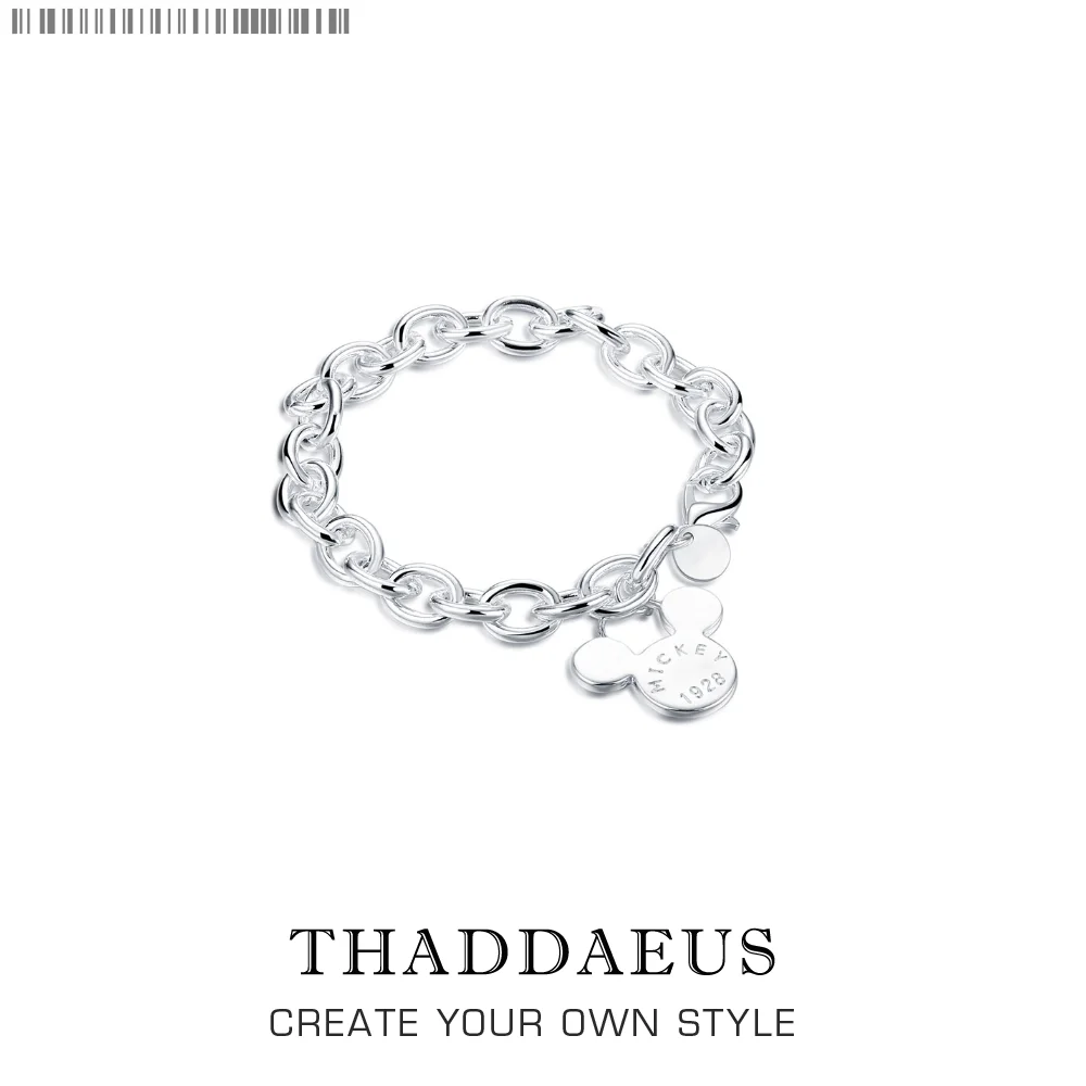 

Geometric Design Women Charm Bracelet With Toggle Clasps,Silver Plated Link Chain Mickey Mouse Trendy Gift