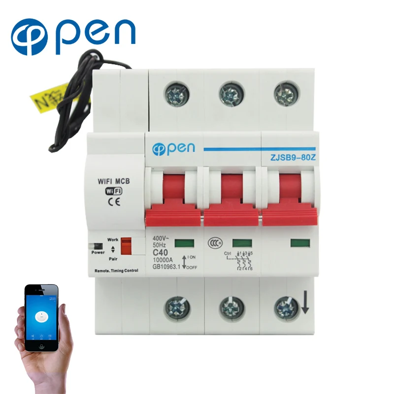 

OPEN 3P 80A Remote Control Wifi Circuit Breaker/smart switch/ Intelligent automatic Recloser support alexa and google
