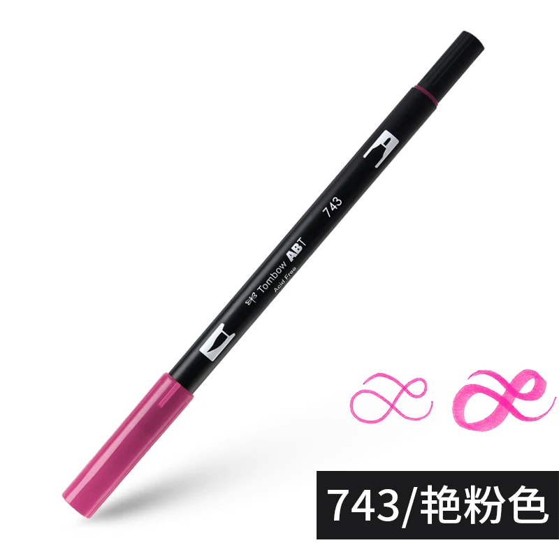 743 ABT Tombow, двойная кисть, художественные маркеры, акварельные маркеры, 96 цветов, мягкая ручка для рукописного письма, профессиональные ручки для рисования - Цвет: 743