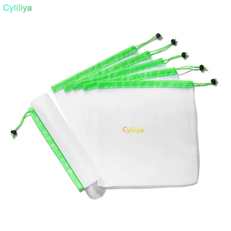 

50pcs Reusable shopping bags eco-friendly mesh vegetable fruit toys storage pouch hand totes home environmental storage bag