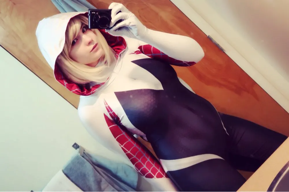 3D Print Spandex Lycra Spiderman Suit No Mask Gwen Stacy Costume Halloween Cosplay  (13)