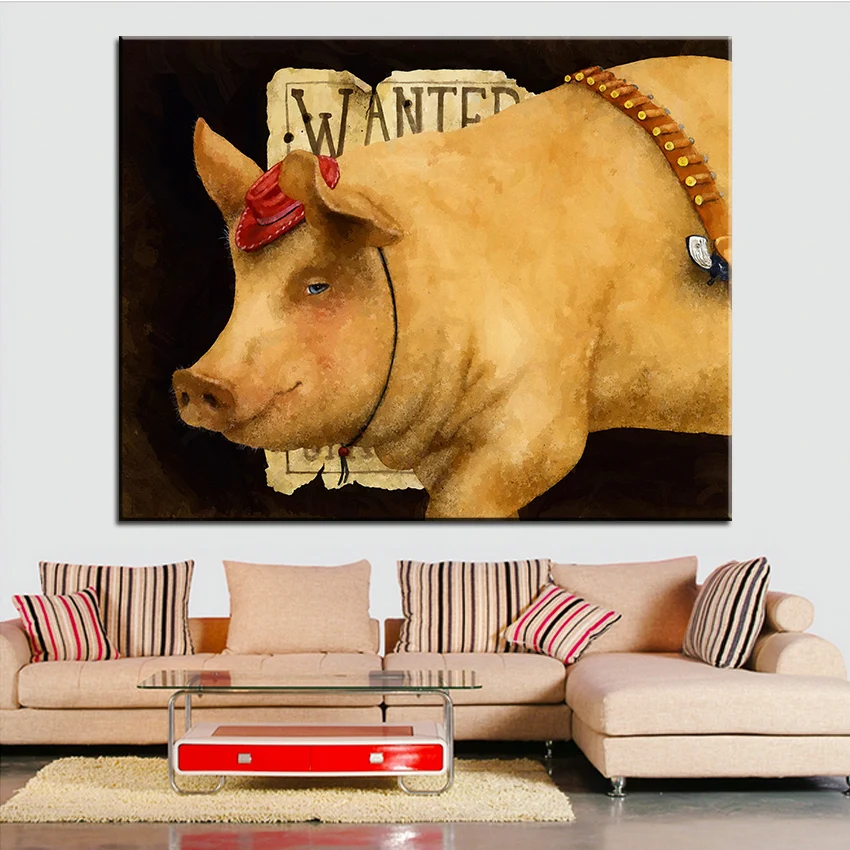 

Large size Printing Oil Painting billy the pig Wall painting Steampunk Wall Art Picture For Living Room painting No Frame