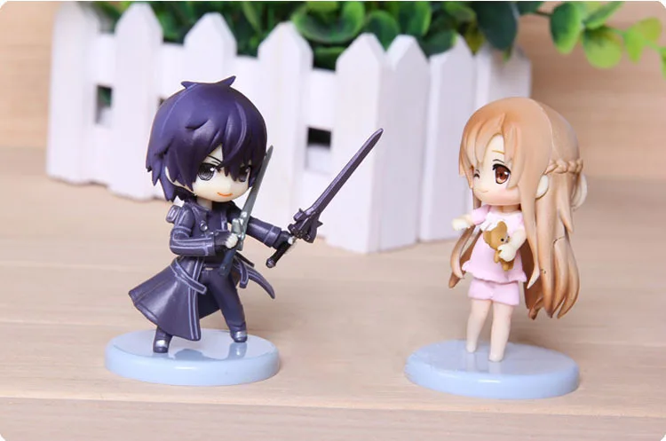 4 шт./компл. Женская искусство онлайн SAO Kirito Asuna Niitengo Q версия ПВХ фигурки модели