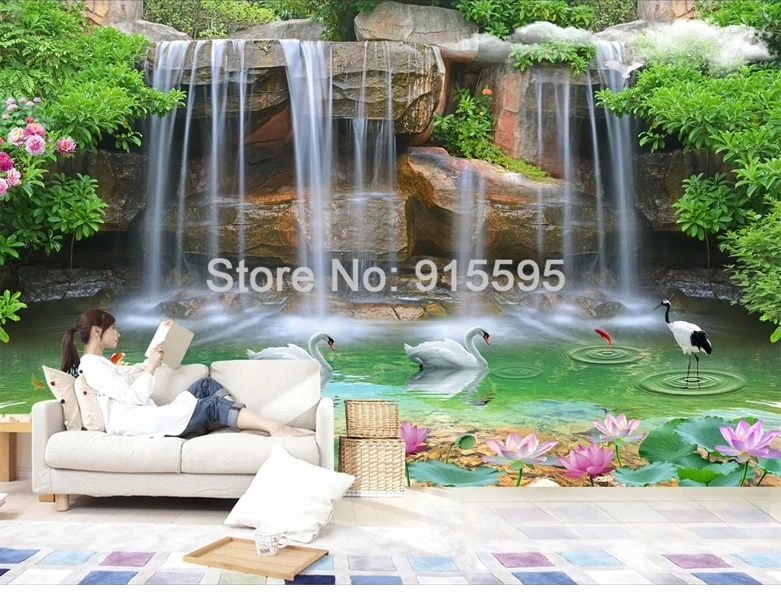 Пользовательские фото обои 3D стереоскопический водопад пейзаж живопись Гостиная Диван ТВ фон обои для спальни стены