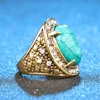 Kinel-Anillos de piedra Natural de oro antiguo 2022 para mujer, de cristal blanco, étnico, boda, anillo ovalado grande, joyería Bohemia ► Foto 3/6