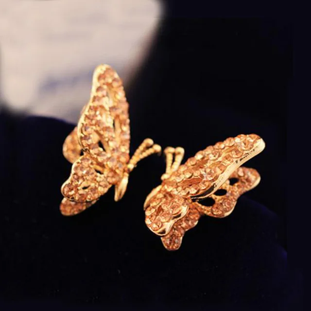 Cute Gold Color Crystal Rhinestone Erfly Ear Stud Earrings For Cute Gold Color Crystal Rhinestone Erfly Ear Stud Earrings For Women S Jewelry Valentine Day Gifts