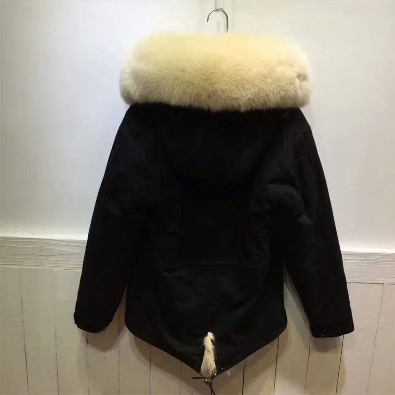 Parka Épais L'intérieur Survêtement Réel Hiver Renard Noir De Beige Fourrure M À Veste Nouveau Manteaux Style Chaud Femmes aqAnSTvHx
