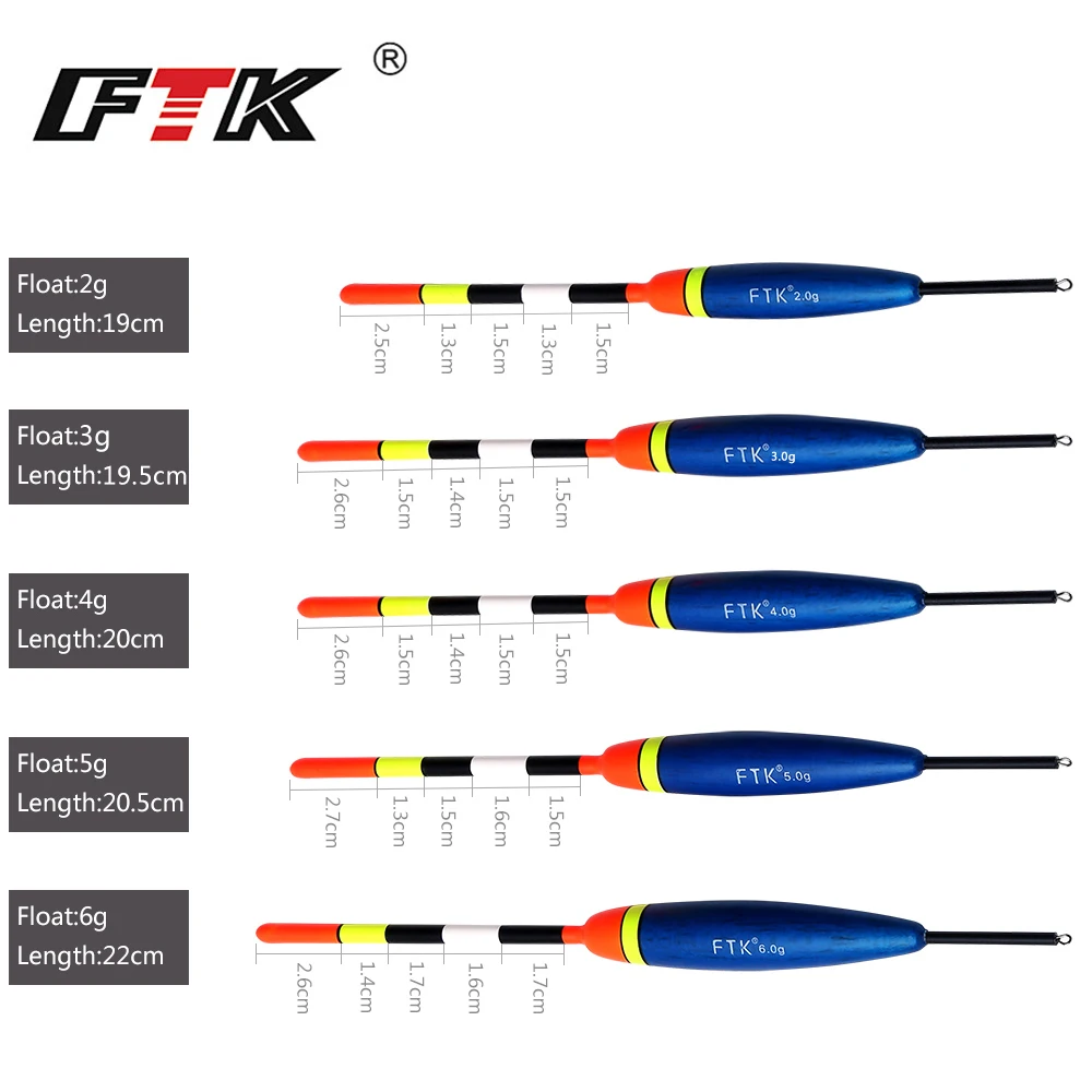 FTK баргузинская ель 10 шт./лот поплавок Длина 19-22 см поплавок вес 2 г-6 г смешанные цвета для ловли карпа