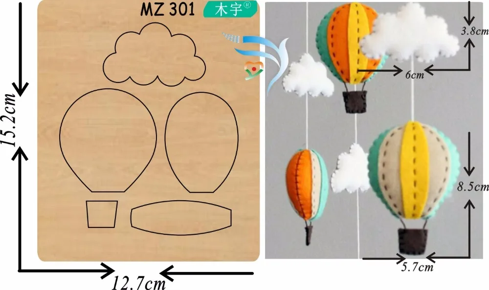 

White clouds and balloons cutting die new wooden mould cutting dies for scrapbooking Thickness-15.8mm