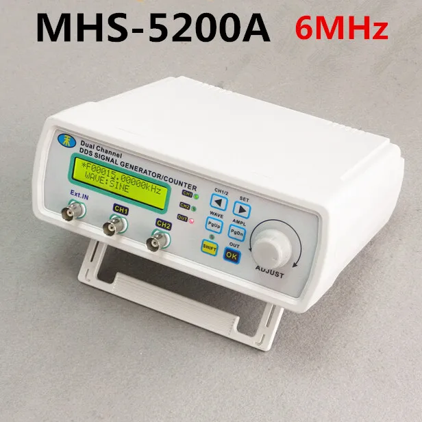 

MHS-5200A High Precision Digital DDS Dual-channel Signal Source Generator Arbitrary Waveform Frequency Meter 200MSa/s 6MHz