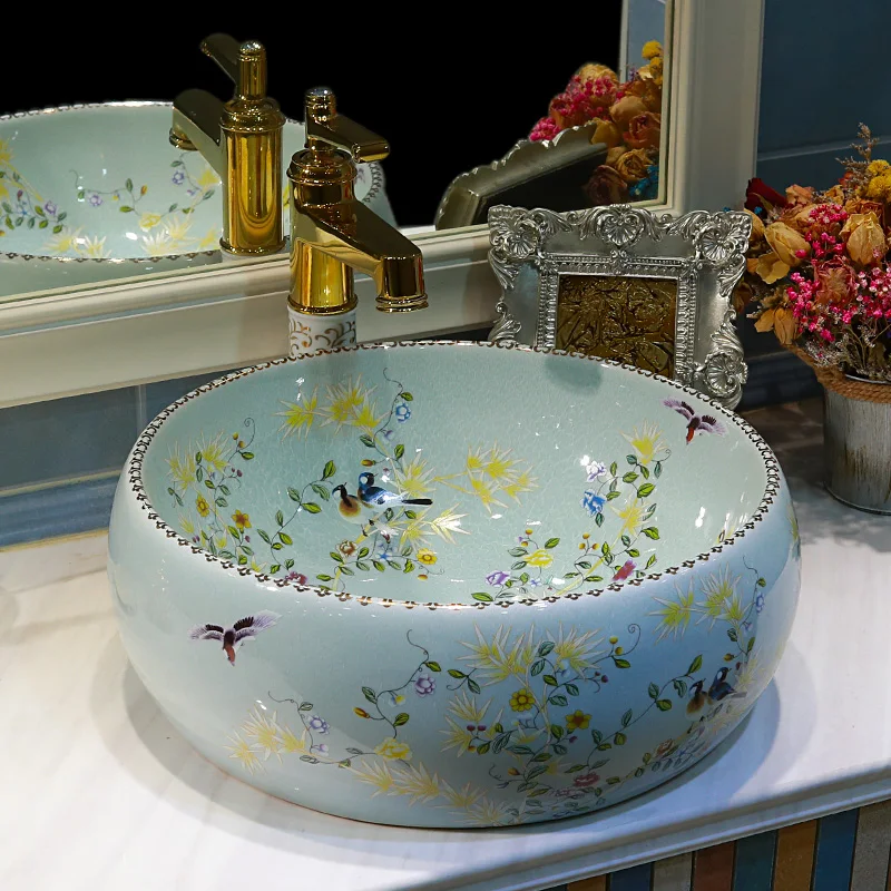 Jingdezhen ceramic sink wash basin Ceramic Counter Top Wash Basin Bathroom Sinks handmade sink (1)