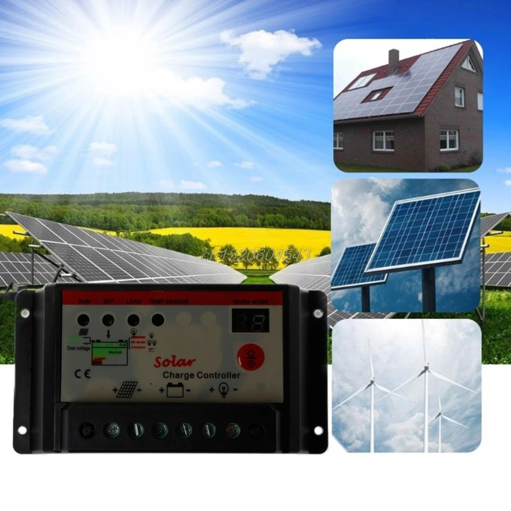 

10A 20A 30A PWM Solar Charge Controller Regulator 12V/24V ST Light Timer Charger Solar Controllers R08 Drop ship