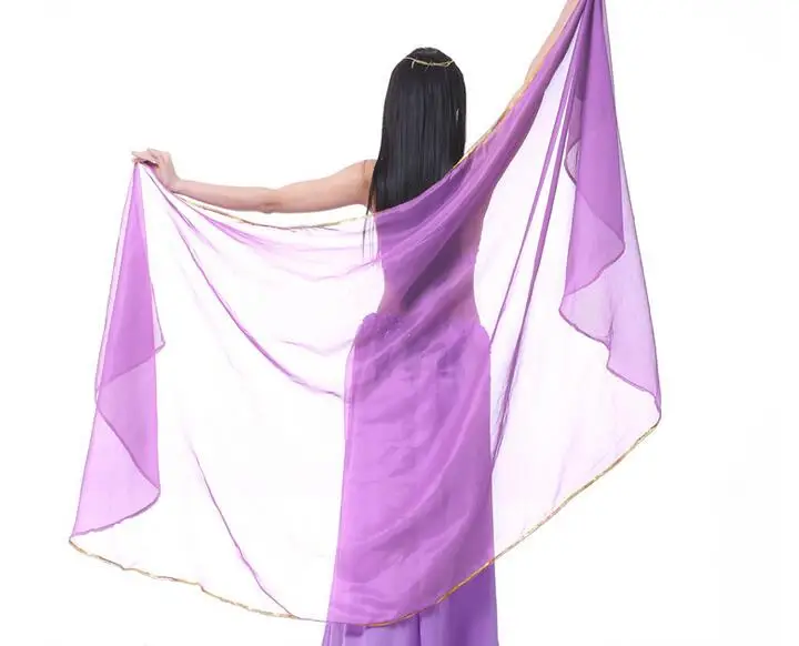 250*120cm Stage Performance Belly Dance Scarf Shawl Light Texture Half Circle Veils Professional Women Belly Dance Veil Chiffon