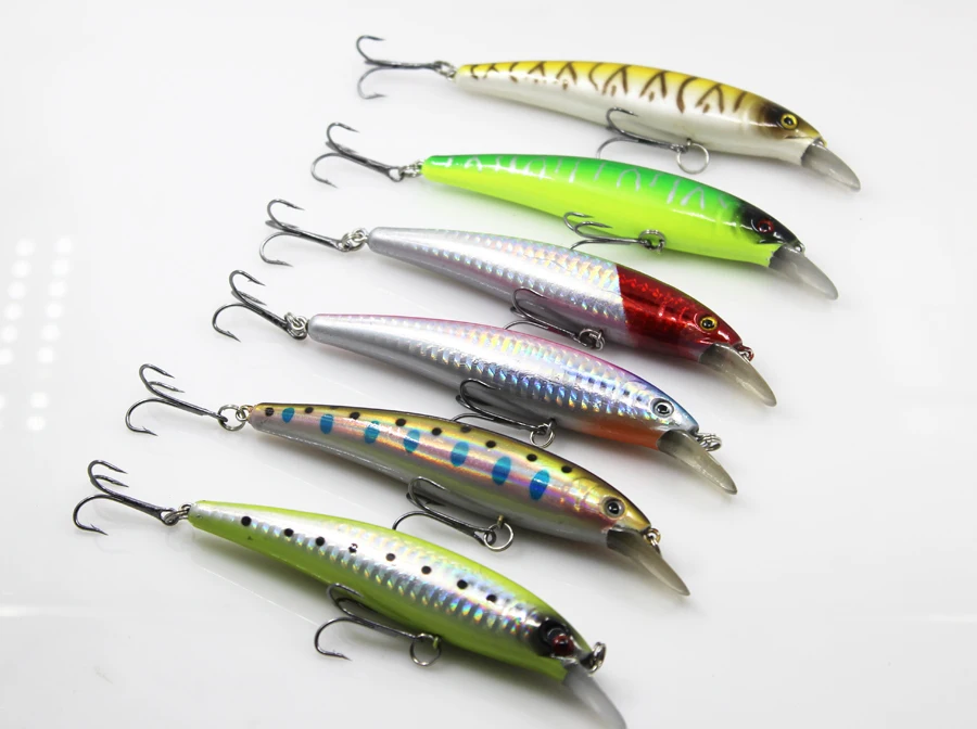

6 PCS Hard Lure Minnow Fishing Lure Baits 11.5cm 14g with Two Hooks