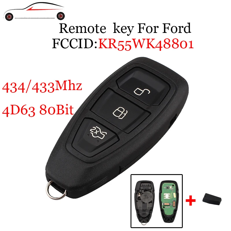 

GORBIN 433/434Mhz 4D63 80Bit Chip For Ford KR55WK48801 Smart Remote Key Keyless For Ford Focus C-Max Mondeo Kuga Fiesta B-Max