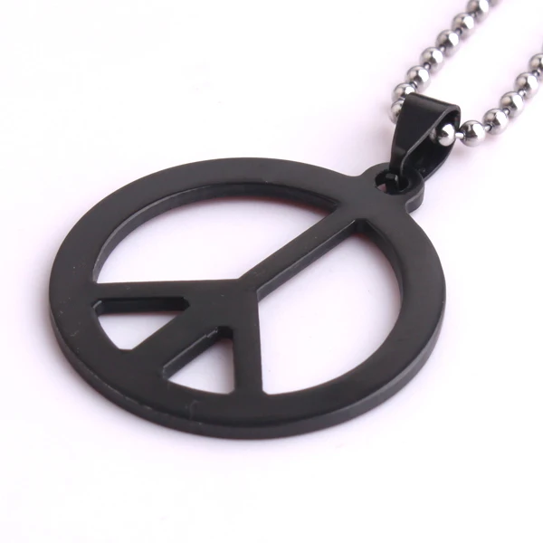 

free shipping Black Anti war Peace 316L Stainless Steel pendant necklaces bead chain for men women wholesale