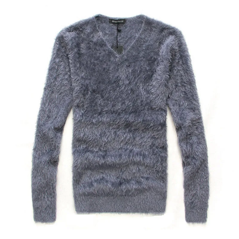 

Hot New Autumn Winter Men's Sweater Solid Color Casual Sweater Men's Slim Fit O-Neck mohair Brand Knitted Pullovers pull homme