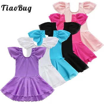 

TiaoBug Girls Teens Ruffle Professional Ballet Tutu Dress Dance Leotard Kids Gymnastics Leotard Dress Ballerina Party Dance Wear