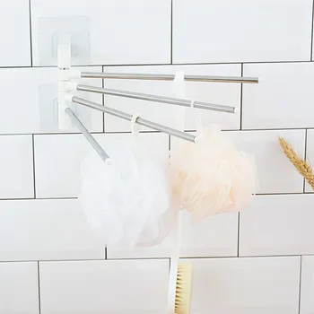 

Creative No Trace Four Towel Rack Bathroom Towel Bath Cleaning Supplies Storage Free Punching Stainless Steel Storage Rack