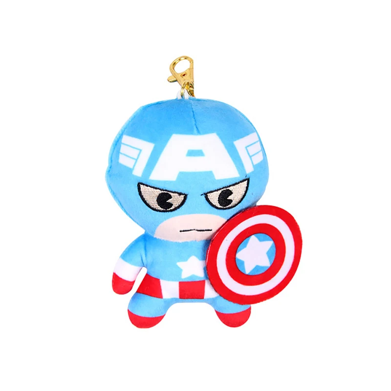 11cm Mini Captain America Plush Toy Stuffed Animal Keychain Doll Key Ring Bag Pendant with Plush Keychains Toys (3)