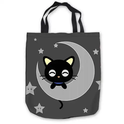 

Custom Canvas Black Cat (1) Tote Hand Bags Shopping Bag Casual Beach HandBags Foldable 180911-03-50