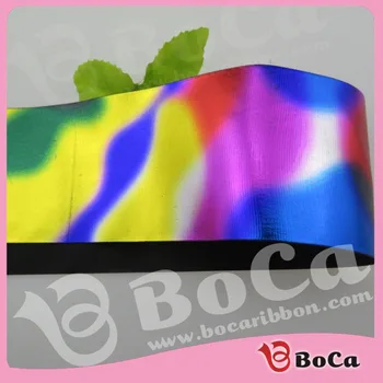 

Hot sale 100yards/roll 3"75mm rainbow hologram grosgrain ribbon