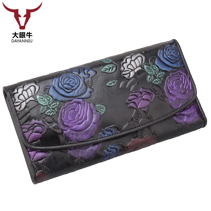 

Hasp Fashion Dollar Price Long Women's Purse Card Holder Wallets Brand Design High Quality Genuine Leather Wallet Female
