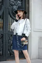 2016 New Casual Streetwear Womens Genuine Leather Jackets Short Design Leather Coats Spring/Autumn Full Sleeve Outerwear AU00871