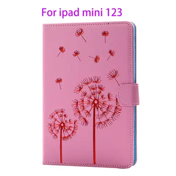 

Flip PU Leather Case For Apple iPad Mini 1 2 3 Back Cover flowers pattern Fundas Soft TPU Silicone Card Slots Protective Shell