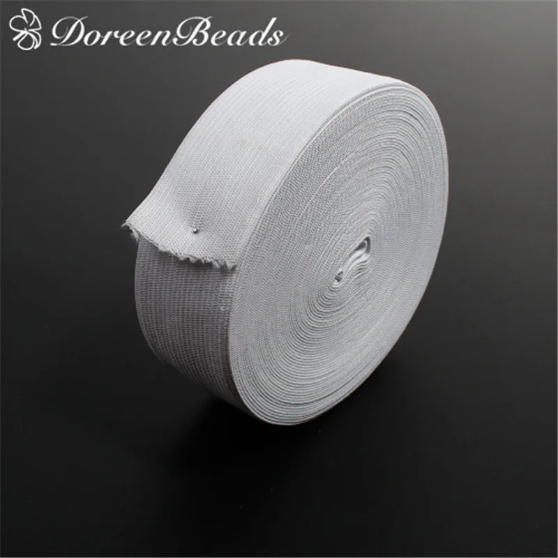 

DoreenBeads White Ribbon Elastic Band Webbing Tape Fabric Applique Sewing Supplies for Clothes Dress Hats About 10m Long 1PC