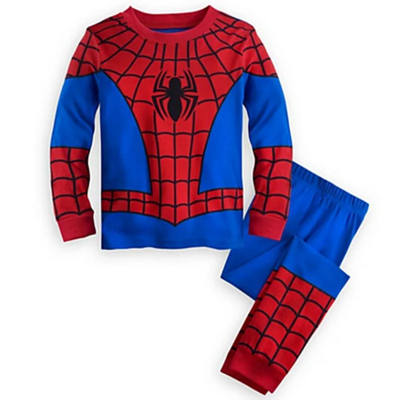 Весенние детские пижамы, одежда для мальчиков, костюм Железного человека, супергероя, Бэтмена, Халка, Человека-паука, Детские спальные комплекты одежды