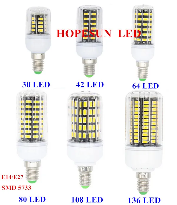 

Hot 5733 Aluminum PCB Spot LED Lamp E14 Corn Light Lampada LED E27 220V Candle Luz Bombillas LED Bulb Lamparas Chandelier
