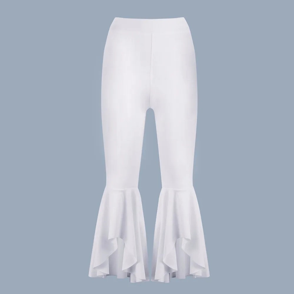 2018 New Arrivals Women Black White Sexy Pants Ruffle Wide Leg Fit Casual Pants Women Pants Joggers Flare Pants Trousers Women Pants
