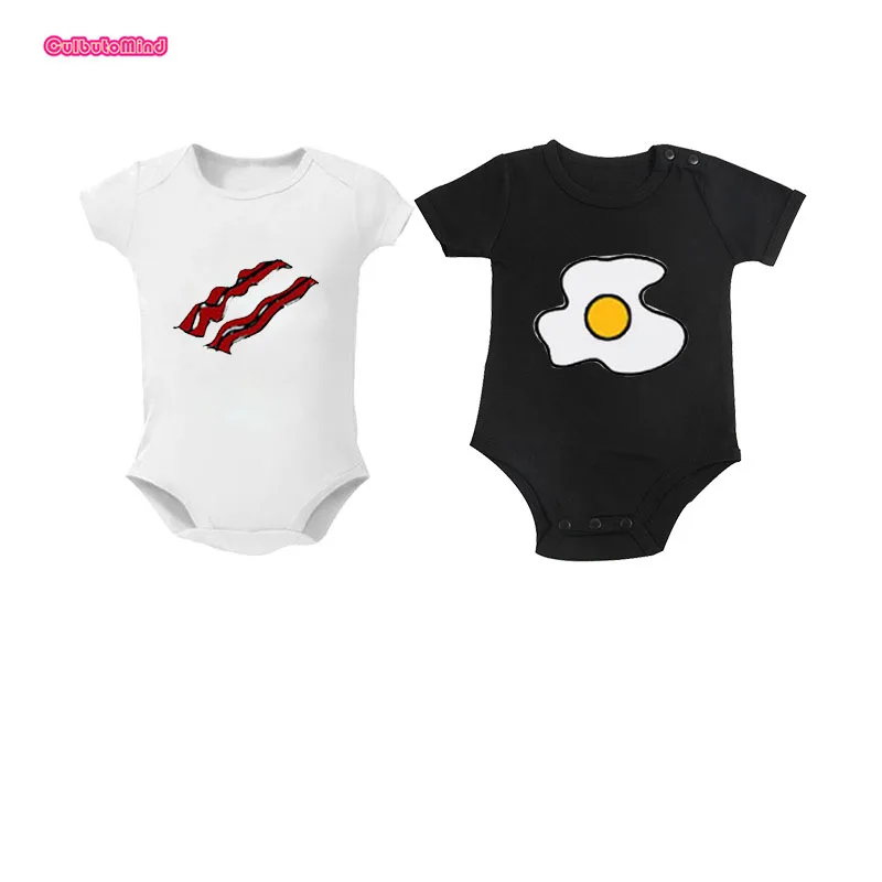 Одежда для малышей; модные летние белые боди для малышей; От 0 до 12 месяцев для близнецов; одежда для маленьких мальчиков и девочек; подарок на первый день рождения для новорожденных - Цвет: meat and egg