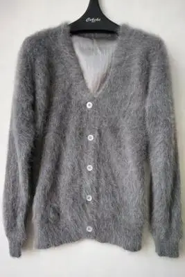 Новая норковая кашемировый свитер женский кардиган из чистого кашемира Кардиган зимние норковые кашемировые пальто размера плюс S308 - Цвет: dark gray