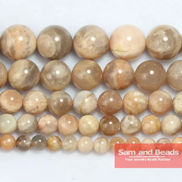 

Free Shipping Natural Peach Sunstone Round Loose Beads 16" Strand 6 8 10MM Pick Size For Jewelry Making SSB01