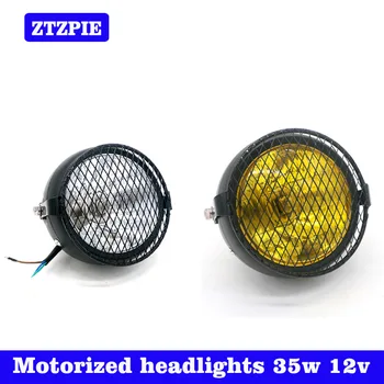 

NEW Hot 35W CG125 Refit Retro Yellow Halogen Headlights GN125 Retro Black Shell Round Motorcycle Headlights Accessories 4300K