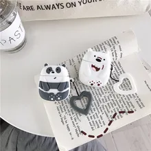 Cartoon funny bears headset pouch for airpods case wireless bluetooth headphone earphone charging box bare silicone airpod skin