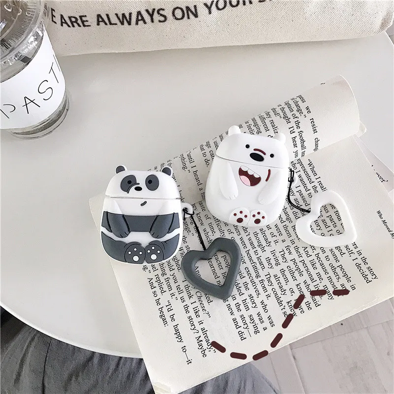 

Cartoon funny bears headset pouch for airpods case wireless bluetooth headphone earphone charging box bare silicone airpod skin