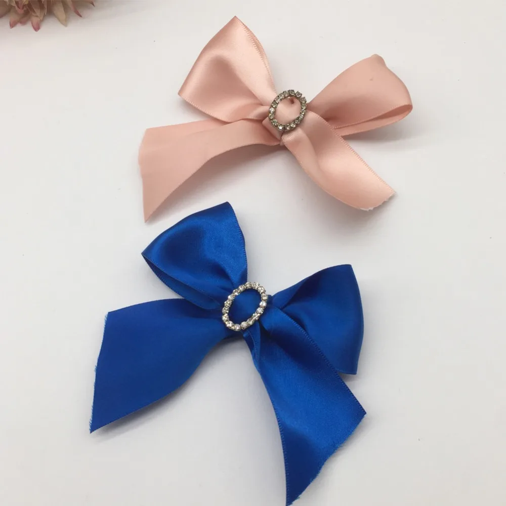 

10Pcs Handmade Crystal Rhinestone Buckle with Satin Ribbon DIY Bows Ribbon Wedding Birthday Invitation Decoration Accessories