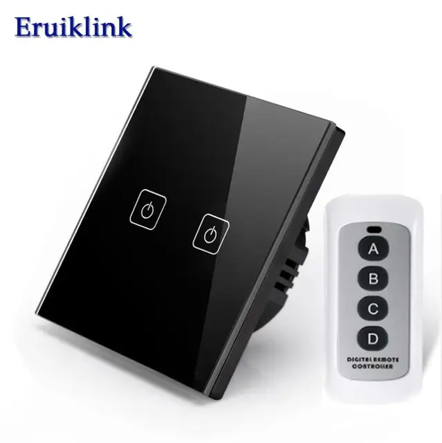 Wireless Remote Control Light Switches, 2 Gang 1 Way