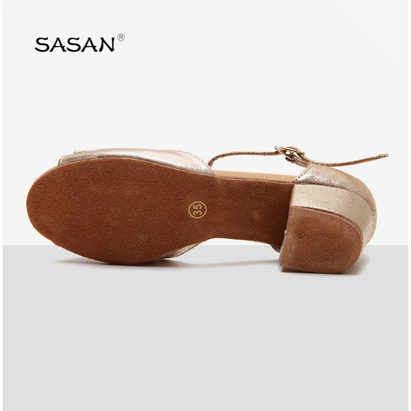 Сасан танцевальная обувь бант Кожа Детская Латинская танцевальная обувь с мягкой подошвой девушки обувь для латинских бальных танцев оптом S-5556